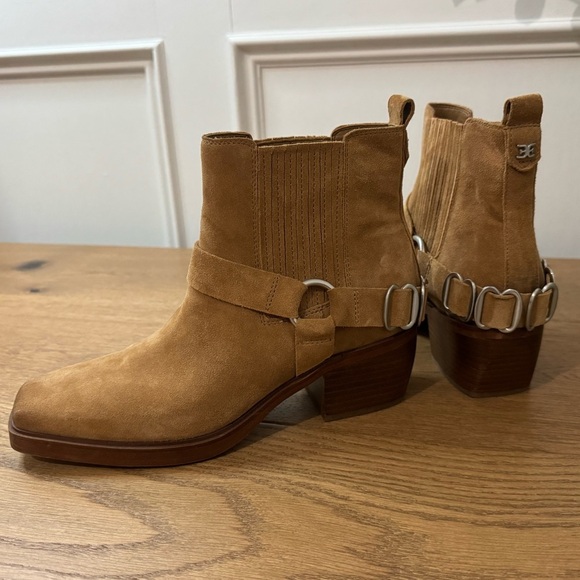 Sam Edelman Bellamie Suede Riding Heel Biker Boots - Size 7.5 - EUC - Tan - Picture 5 of 8
